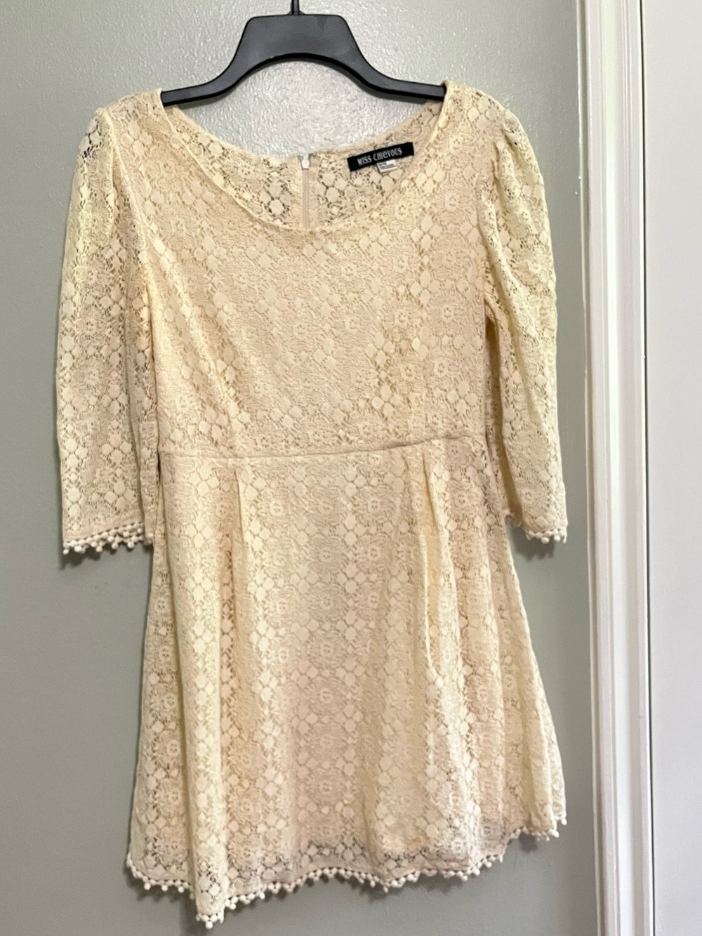 Miss Chievous Cream Lace Fit-and-Flare Dress (A15)